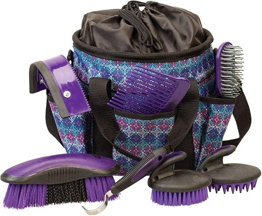 Weaver Leather Grooming Kit, Purple Geo , 7-piece assortment