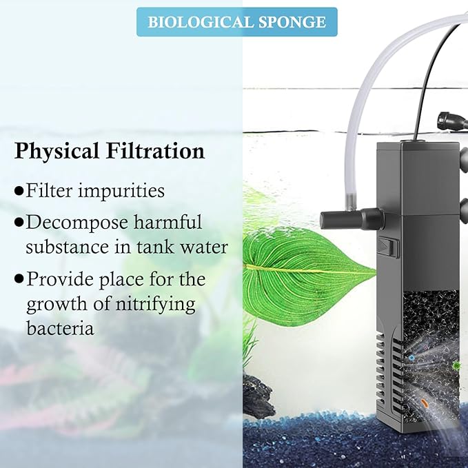 FEDOUR 4PCS Replacement Aquarium Biochemical Sponge for 4W Aquarium Filter, Aquarium Filter Sponges for Replacement (Sponge 4pcs for 4W)