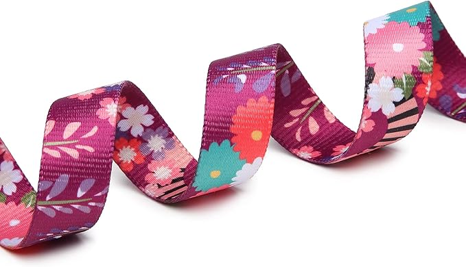 Mercano Adjustable Dog Collar - Special Design Patterns, Soft Nylon Comfortable Durable Pet Collar for Small Medium Large Dogs (M, Colorful Flower)