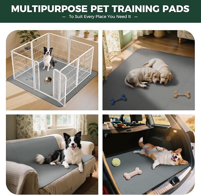 FXW Washable Pee Pads for Dogs, Puppy Pads with Super Absorbent, Specifically Designed for Potty Training, 35" Square, Gray, 2 Packs