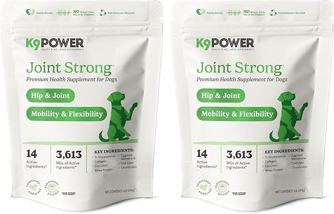 K9 Power Joint Strong Supplement 1 lb - Dog Joint Health & Mobility Support with Glucosamine, Curcumin, Chondroitin, Hip & Joint Pain Relief - Pack of 2