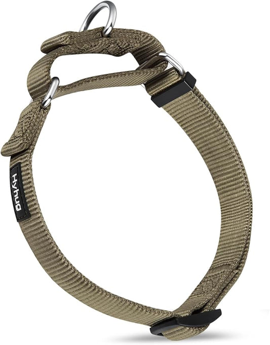 Hyhug Premium Upgraded Sturdy Nylon Escape-Proof Martingale Dog Collar for Large Breeds Dogs Comfy and Safe - Walking, Professional Training, Daily Use. (Large, Military Green)