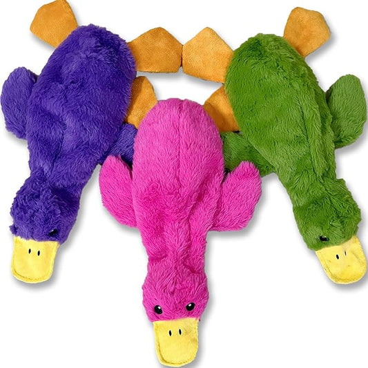 No Stuffing Dog Toys 3 Pack, Squeaky Dog Toys for Large Dogs, Plush Toys for Aggressive Chewers Small Medium Large Breeds, Puppy Chew Toys for Teething (Short Plush)