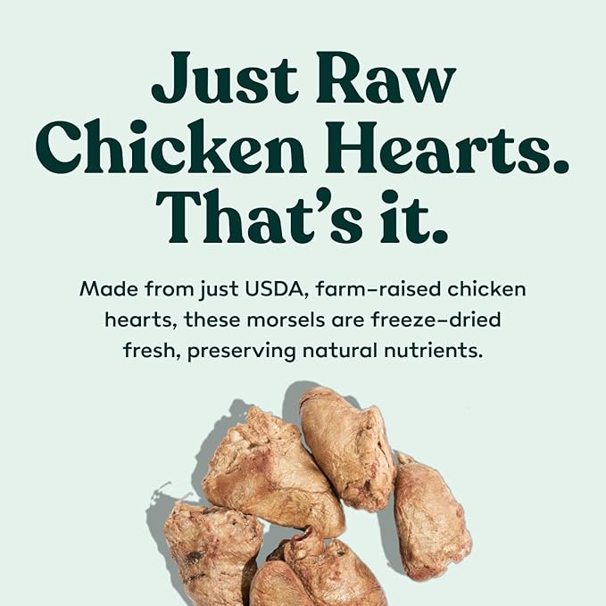 Little Hunter Freeze Dried Dog Treats - Chicken Hearts - Raw Single Ingredient Chicken Heart Dog Treats for Snacks, Training, Dog Food Toppers - All Natural, Healthy Dog & Puppy Treats, 2 oz