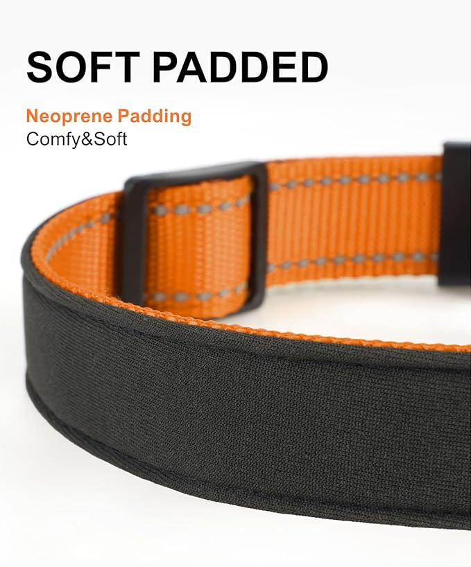 TagME Airtag Dog Collar,Waterproof Reflective Pet Collar with Airtag Holder,Soft Padded and Double D-Rings for Puppy,Orange