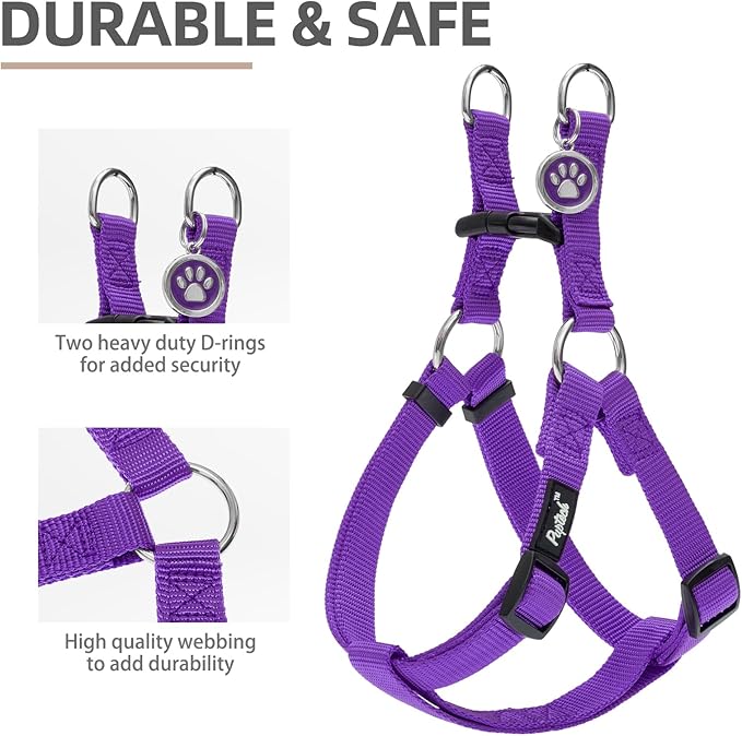 PUPTECK No Pull Dog Harness Soft Adjustable Basic Nylon Step in Puppy Vest Outdoor Walking with ID Tag X-Small