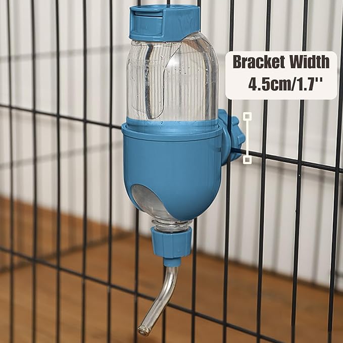 Pet Water Bottle for Cage Crate 17oz Non-Drip Water Dispenser for Small Animal Rabbit Bunny Guinea Pig Chinchilla Ferret Squirrel Hedgehog (Blue, 17oz)