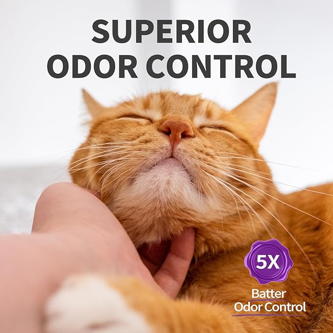 Cat Litter Crystals No Clumping Odor Control Kitty Litter Non-Clumping No scooping Low Dust, Low Tracking, Dehydrates Waste Lavender - 17.2 lbs (4 x 4.3 lb Packs)