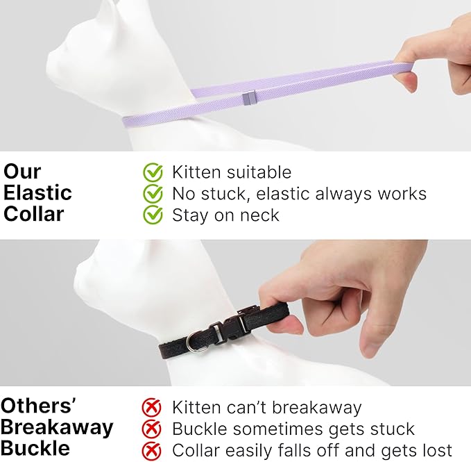 Safety Cat Collar - U.S. IDA Gold Awarding Design, Elastic Quick Release, Non Breakaway - Lightweight for Kitten, Neck Fit 5.9'-11.8' for All Small Large Cat,S(Vivid Red)