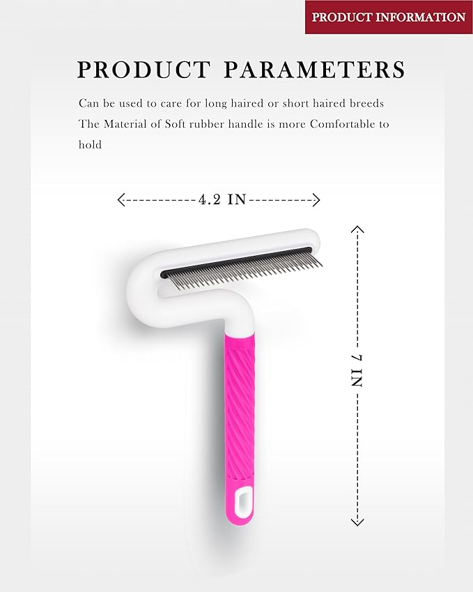 Pet Flea Comb for Dogs & Cats - Grooming Tool with Long & Short Steel Teeth, Safely Removes Tangles and Knots, Gentle Detangling Brush for Pet Hair (TG2044)