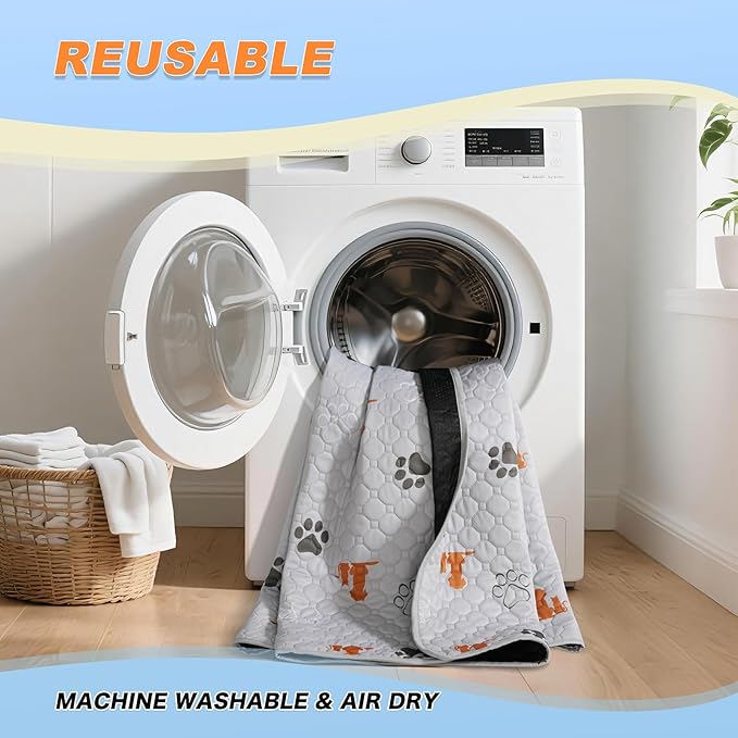 Washable Pee Pads for Dogs, 2 Pack Reusable Puppy Pads, Waterproof Pet Pee Pads for Dog Potty Training, Extra Large Dog Pee Pads for Crate, Playpen, and Whelping, Orange 36"x41"