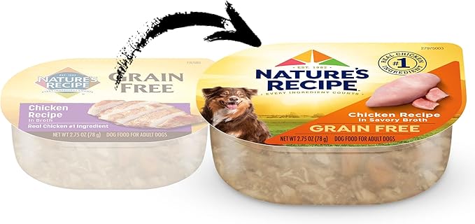 Nature's Recipe Grain Free Chicken Recipe in Savory Broth Wet Dog Food, 2.75 oz. Cup, 12 Count