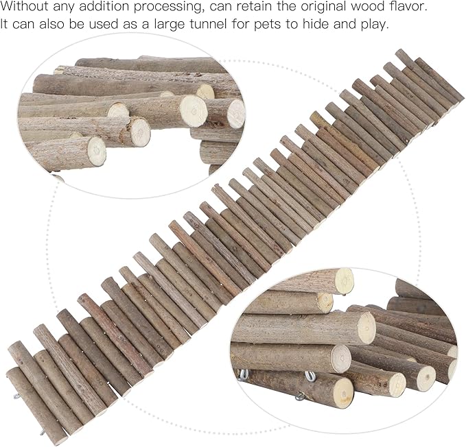 Ejoyous Hamster Wooden Bridge, Wood Ladder Hamster Fence Hideout Cage Bedding Climbing Toys for Syrian Hamsters Gerbil Small Animals (50CM Fence)