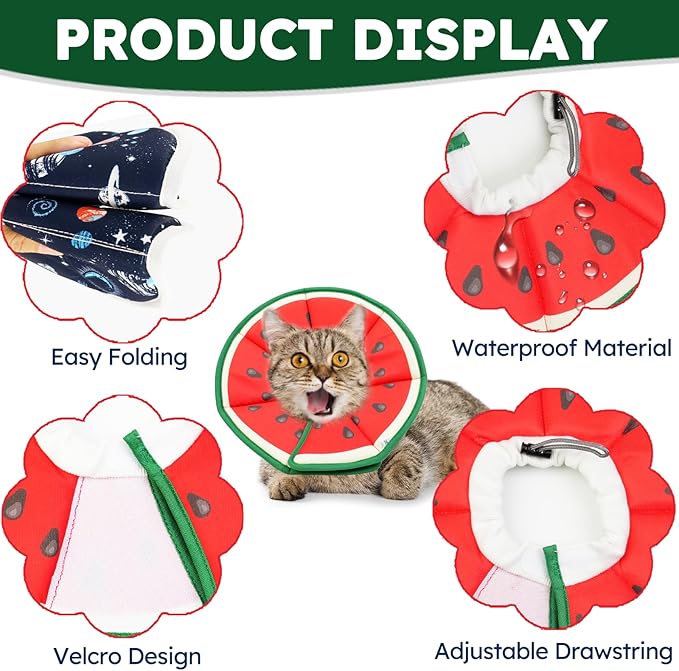 Cat Cone Collar Soft, Waterproof Cat Recovery Collar After Surgery, Adjustable Pet Donut Collar, Safety Elizabethan Collar to Prevent Licking Wounds for Kittens, Pet Cone Alternative