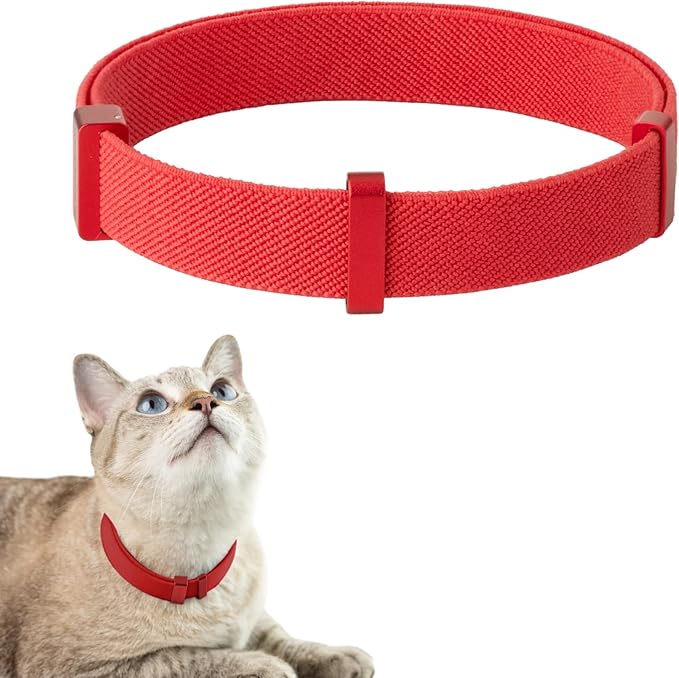 Safety Cat Collar Pro - U.S. IDA Gold Awarding Design, Elastic Quick Release Cat Collar with Buckle Non Breakaway - Lightweight for Kitten All Small Large Cats (Vivid Red, M 7.9-15.7")