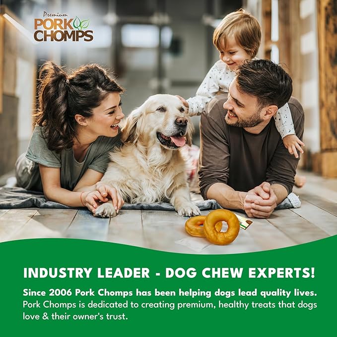 Pork Chomps Roasted Pork Skin Dog Chews, 3-inch Donuts, 2 Count (Pack of 2)