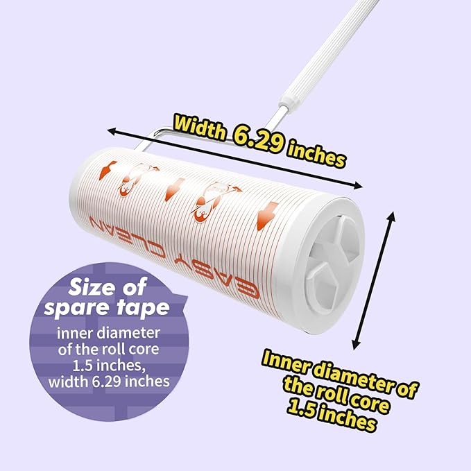 Large Lint Rollers for Pet Hair Extra Sticky for Floor, Carpet and Couch, with 3.5-Foot Adjust Handle and 100 Sheets 8X Adhesion