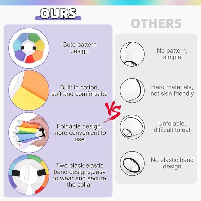 KOOLTAIL Cat Cone Collar, Adjustable Soft Comfortable Cat Recovery Collar to Stop Licking, Foldable Donut Water Resistant Pet Cone for Small Large Cats Kittens After Surgery Flower S