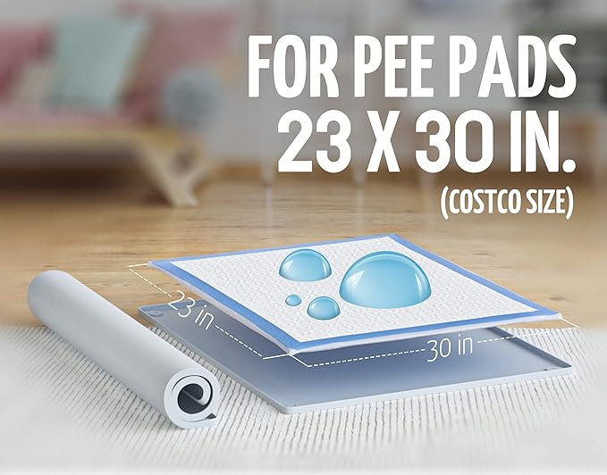 TidyFriend 3 Pk Pee Pad Holder Tray for 30” x 23” Pee Pads with Corner Lock Holes, Raised Edges, Non-Spill, Easy to Clean Silicone Dog Potty Tray Holder, For Indoor Floor Protection (Light Grey)