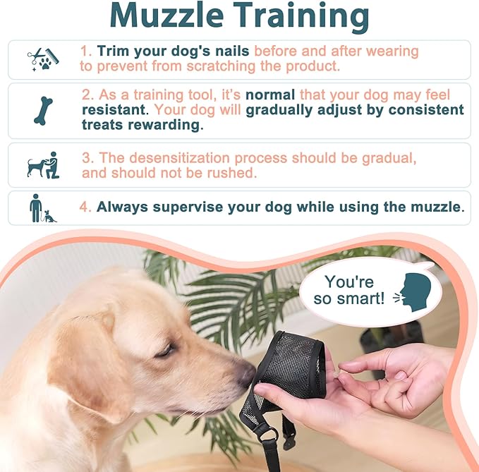 LUCKYPAW Dog Muzzle, Mesh Muzzle for Large Medium Small Dogs, Soft Mouth Guard for Biting Chewing, Breathable Mouth Guard with Adjustable Strap for Training(Brown, L(Snout:9.75"-11"))