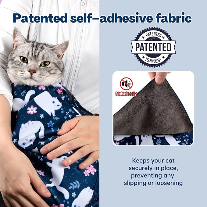 Paw Legend 35.4" Cat Wrap for Grooming Cat Wrap for Cutting Nails Cat Restraint for Nail Clipping Self Adhesive Blanket Restraint Cloth for Cats Within 22lbs