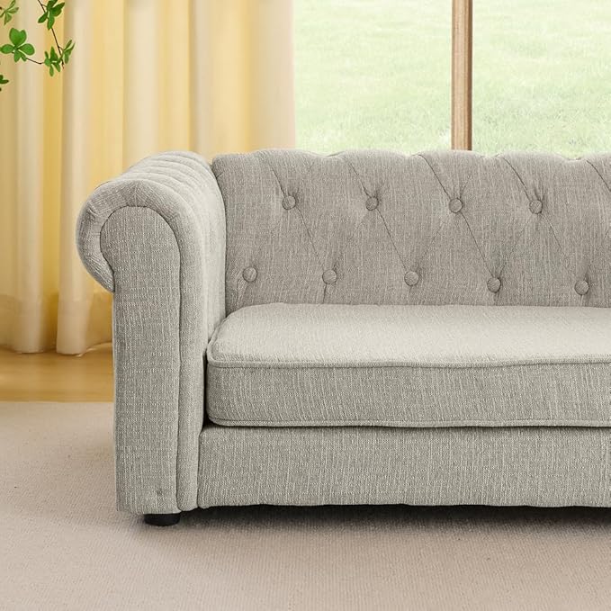 Dog Sofa Couch for Medium to Large Dogs, 55" Memory Foam Pet Sofa Couch with Washable Fabric, Durable Elevated Dog Bed with Legs, Removable Cushion for Medium and Large Dogs, Beige