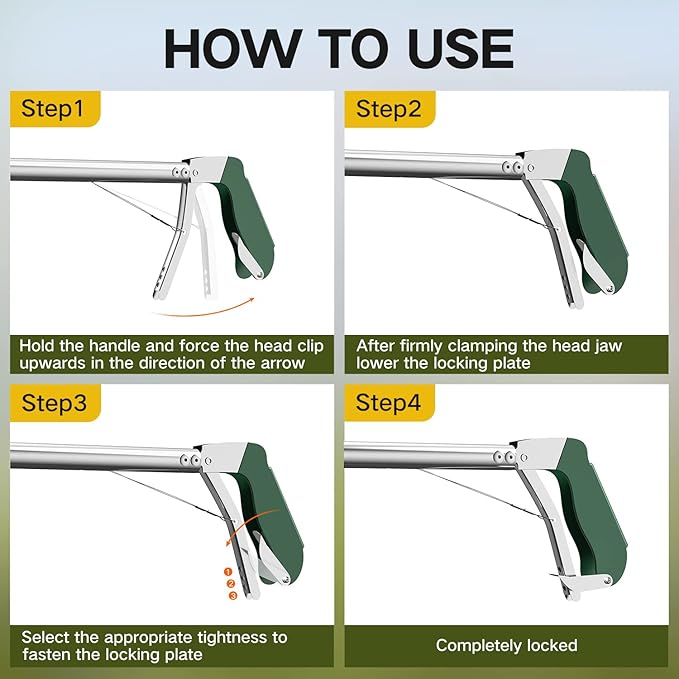 60“ Snake Tongs Collapsible Grabber, Professional Reptile Snake Catcher Wide Jaw Handling Tool, Stainless Steel Snake Hook