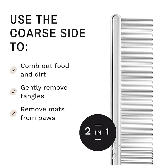 Eye Envy Tear Stain Remover Comb for Dogs and Cats. Fine/Coarse with 80 Rounded Pins. Gently Remove Crusty Eye Debris, Gunk and Boogers. Face and Feet Comb. Remove Tangles