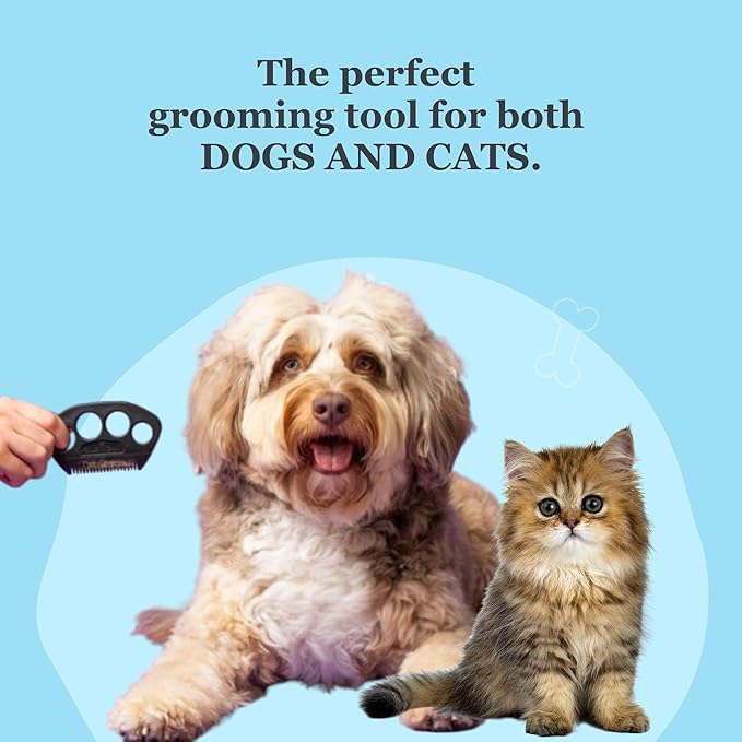 The Fur Hero, Pet hair comb - Skin Friendly Dog and Cat hair brush for Shedding with an embedded razor blade makes Pet Grooming easy, dog and cat accessories, Black