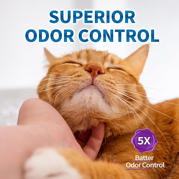 Made4Pets Cat Litter Crystals, Non Clumping Cat Litter Odor Control Kitty Litter Non Clumping No scooping Low Dust, Low Tracking, Lightweight, Dehydrates Waste, Lavender – 25.8 lbs (6 x 4.3 lb Packs)