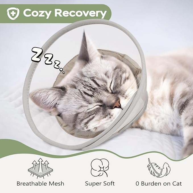 Cat Cone Collar Soft: Comfortable Waterproof Mesh Recovery Cone After Surgery to Stop Licking and Scratch, Alternative to Plastic Elizabeth Head/Neck Cone