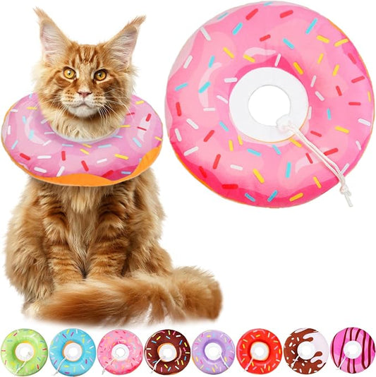 Cat Cone Collar Soft, Cat Recovery Collar for Wound Healing Cute Donut Adjustable Kitten Cones to Stop Licking Comfortable Lightweight Neck Elizabethan Collars for Kittens After Surgery