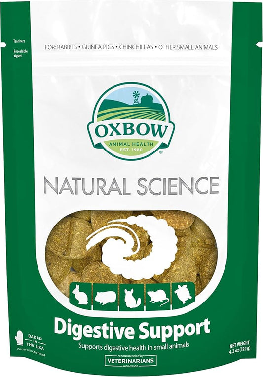 Oxbow Animal Health Natural Science Digestive Support, High Fiber Supplement for Rabbit & Guinea Pig, Made with Timothy Hay, Includes Chicory Root, Ginger Root, Chamomile, Made in USA, 4.2 oz Bag