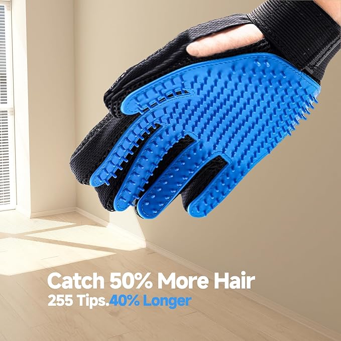 Pet Hair Remover & Pet Grooming Gloves Set - Deshedding Brush for Cats/Dogs, Reusable Lint Roller Brush for Cats,Dogs - Furniture, Car, Couch, Clothes and Bedding