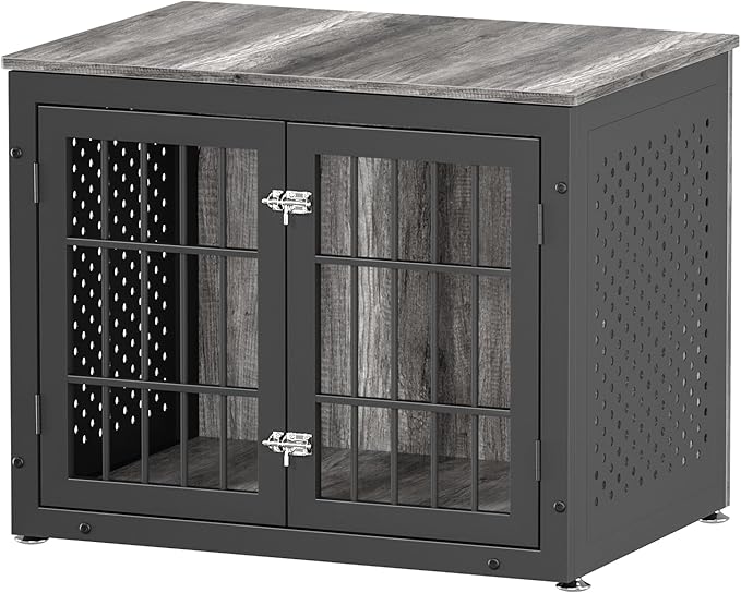 32" Heavy Duty Dog Crate Furniture for Small and Medium Dogs, Metal Kennel for High Anxiety Dogs, Chew Proof Pet Cage Indoor, Decorative Dog Kennel End Table