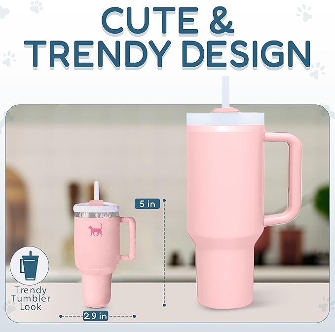 Kitty Cup Tumbler Cat Toy – Funny Cat Birthday Gifts with Catnip & Crinkle Paper, Cute Girl Kitten Toys (Pink Peach Dust)