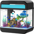 Fish Tank Aquarium 2.2 Gallon with Adjustable 3 Colors Lighting 3 in 1 Pump with Filteration, Oxygenation, Water Circulation Triple Function, HD Float Glass, Leak-Proof Thickened Base