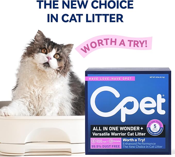 OPET Tofu Cat Litter - 36 LBS, Natural Sustainable Ingredients Quick Clumping Cat Litter, Flushable, Superior Odor Control, 99.9% Dust Free Kitty Litter (36 pounds, White Tea)