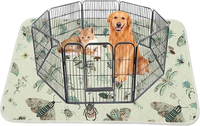 IEUUMLER Washable Pee Pads for Dogs, 1 Pack Insect Pattern Reusable Waterproof Puppy Potty Pads, Non-Slip Absorbent Pet Training Pads for Playpen Crate Bed EU014