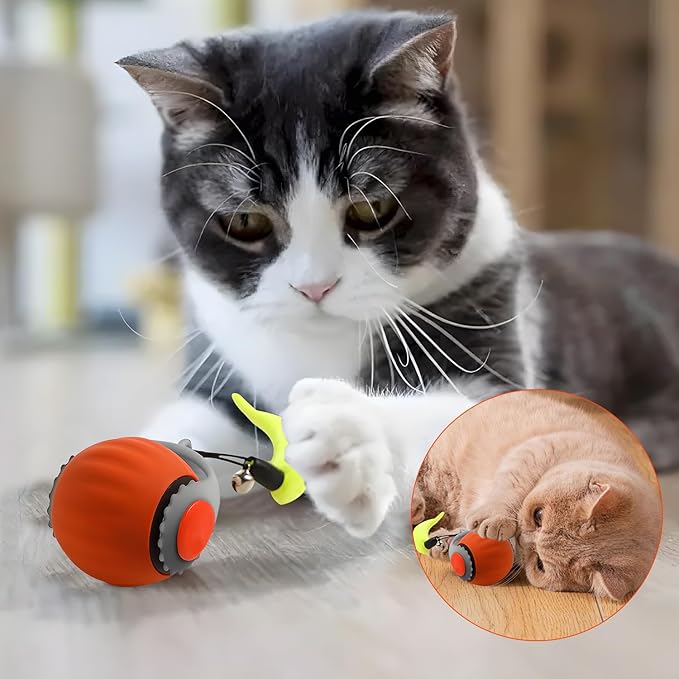 Speedy 3.0 Tail Upgrade Speedy 3.0 Tail Cat Toy,2025 New Turbo Smart Interactive Cat Ball for Indoor,Automatic Moving Smart Toys withTail Two Speed Adjustment (Orange)