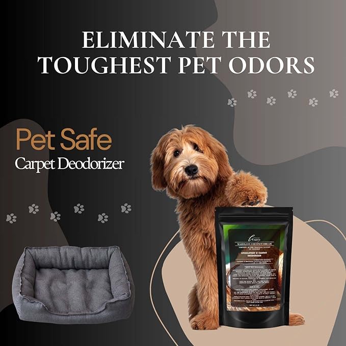 Mahogany Coconut Dream Carpet Freshener Powder: Powerful Odor Eliminator for Home, Upholstery Deodorizer, Carpet Deodorizer, Pet Urine, Cat Litter Box - Mahogany Coconut Dream Fragrance.