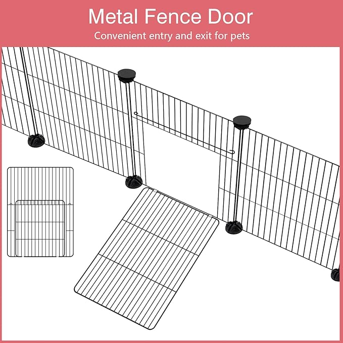 20 Panels Small Animal Playpen, 48" x 24" x 16" Pet Playpen with Waterproof Mat, C&C Cage for Guinea Pigs, Rabbit/Bunny/Baby Chicken Cage,Bunny/Puppy/Chicken Pen Indoor Outdoor Portable Metal Fence