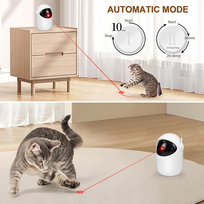 Laser Cat Toys for Indoor Cats Interactive Cat Toy 3 Speed Modes with Timer Rechargeable Rechargeable 3 Adjustable Circling ranges for Cats/Kitten/Dogs