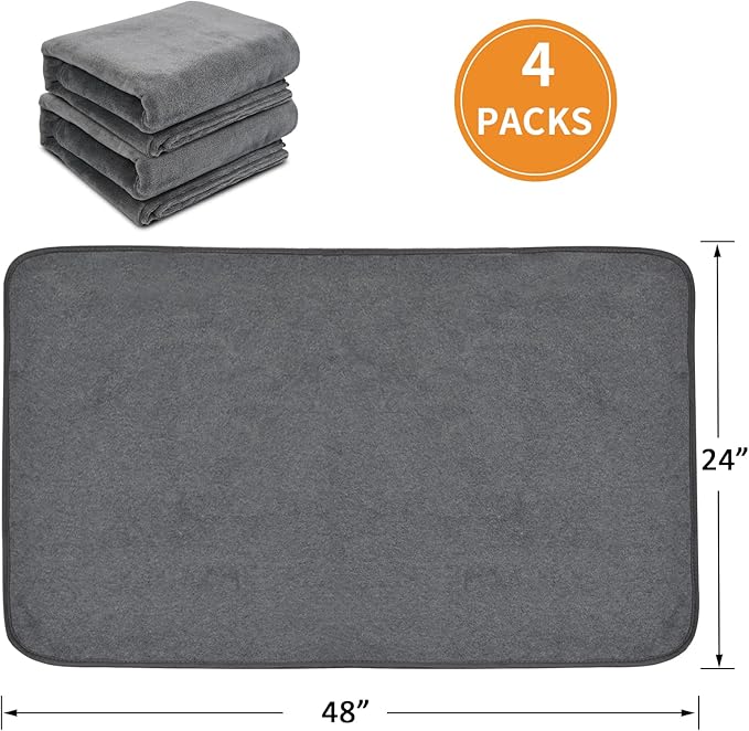 Reusable Pee Pads for Dogs, 24x48 4 Pack Washable Puppy Pads, Absorb Dog Mats Non-Slip Puppy Training Pads for Whelping, Potty, Training, Playpen, Crate