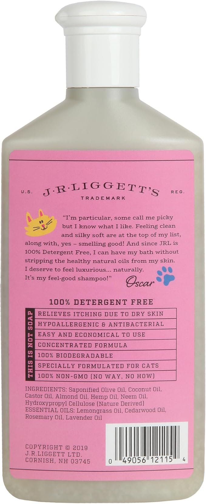 JR Liggett’s Natural Liquid Cat Shampoo for Sensitive Skin - 100% Detergent Free, Non-GMO & Biodegradable - Tear-Free, Hypoallergenic Formula Soothes Dry Itchy Skin - Safe for Puppies - 8.45 fl oz