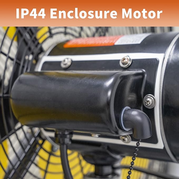 HiCFM 30 inch Misting Outdoor Oscillation Weatherproof Wall Mounted Fan with IP44 Enclosure Motor, GFCI Plug, 9300 CFM 3-Speeds High Velocity Powerful Wall Fan, UL Outdoor Approved