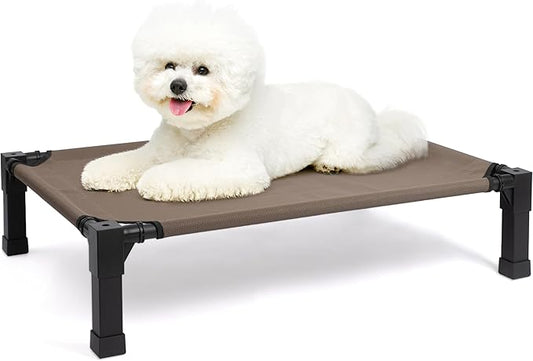 Heeyoo Elevated Dog Bed, Cooling Raised Pet Cot with Chew Proof Washable Breathable Mesh and Metal Frame, Portable Dog Cot Bed with No-Slip Feet for Outdoor or Indoor Use