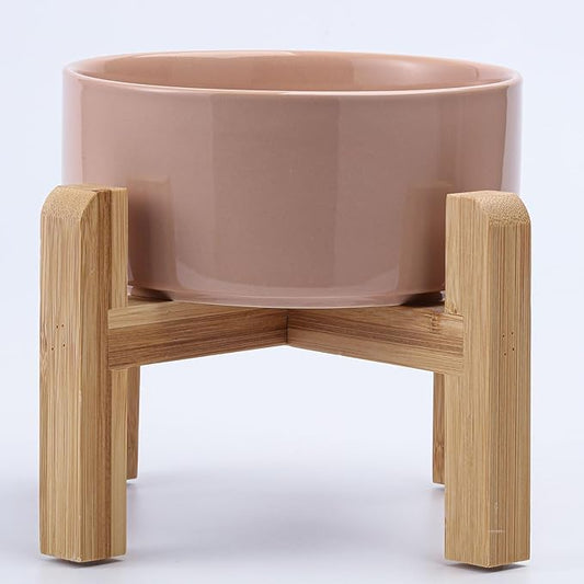 Petygooing 28 OZ Elevated/Raised Ceramic Dog Bowl for Small Medium Breeds, Dog Food Water Dish with Stand,Pet Bowl with Anti Slip Rubber for Cats Small and Medium Dogs (3.6 Cups) Khaki