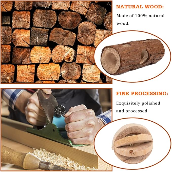 Sofier Hamster Toys Hamster Accessories for Cage Natural Guinea Pig Toys and Chews for Teeth Rat Toys Chinchilla Toys Wood Hideout Bridge Apple Wood Sticks