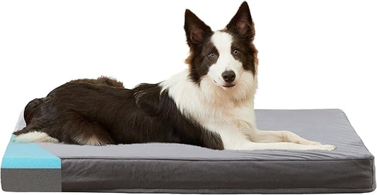 Orthopedic Memory Foam Bed for Large Dogs, Waterproof Cooling Pet Mats for Crate with Removable Washable Cover,Ideal for Arthritic Dogs (Large plus-36"x 27" x 3", Short Plush)